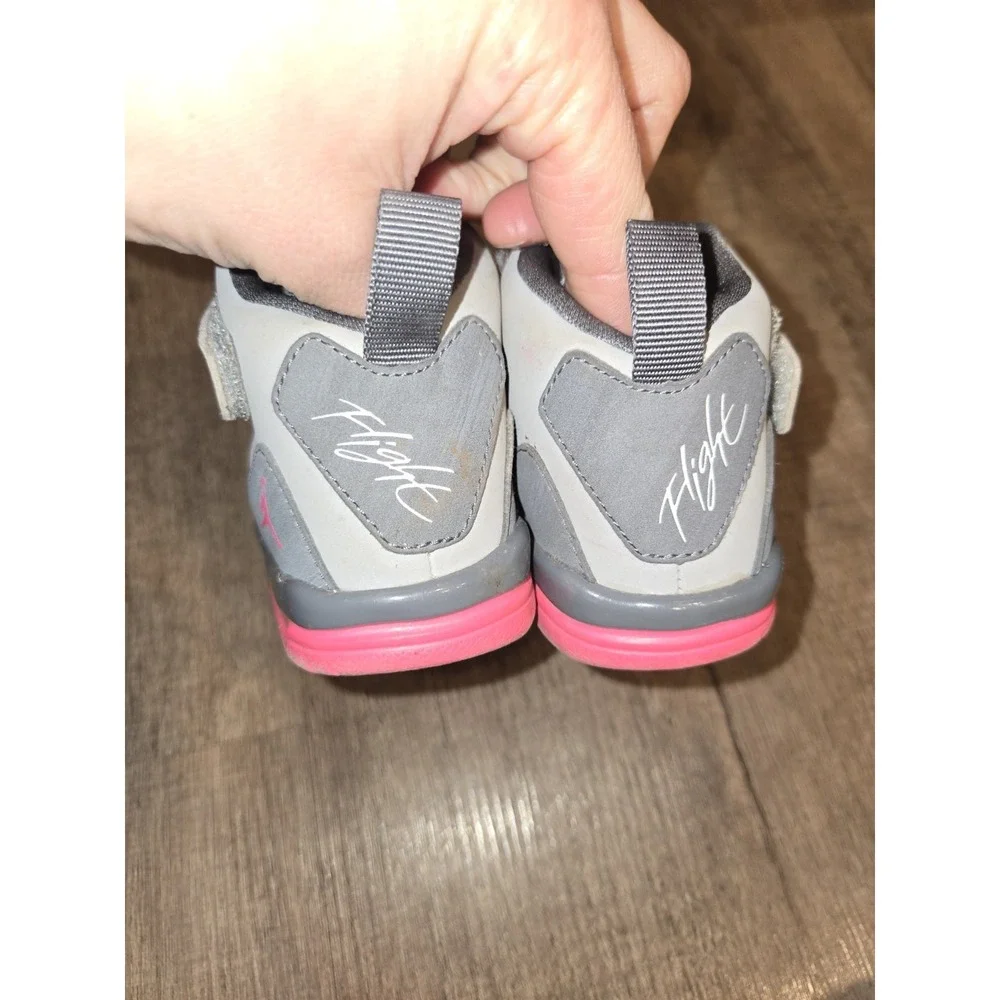 Kids Air Jordan‎ Flight Basketball Shoes Pink Grey Size 5C 645052-018